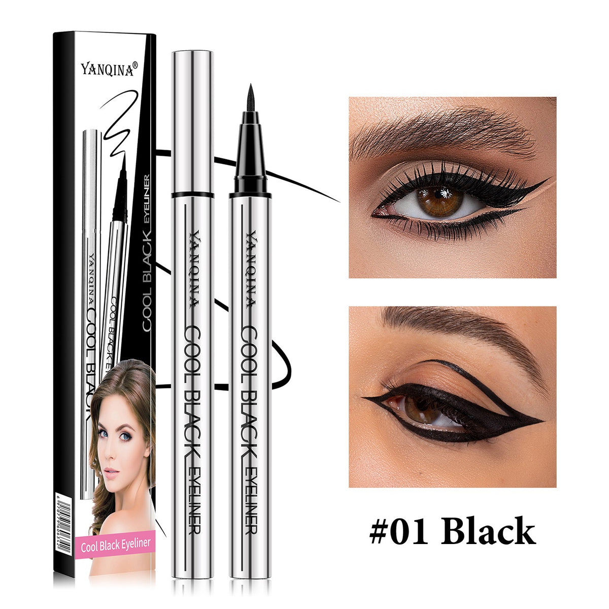 Liquid Eyeliner Pen Waterproof Black/Brown - Precise, Quick-Dry Makeup