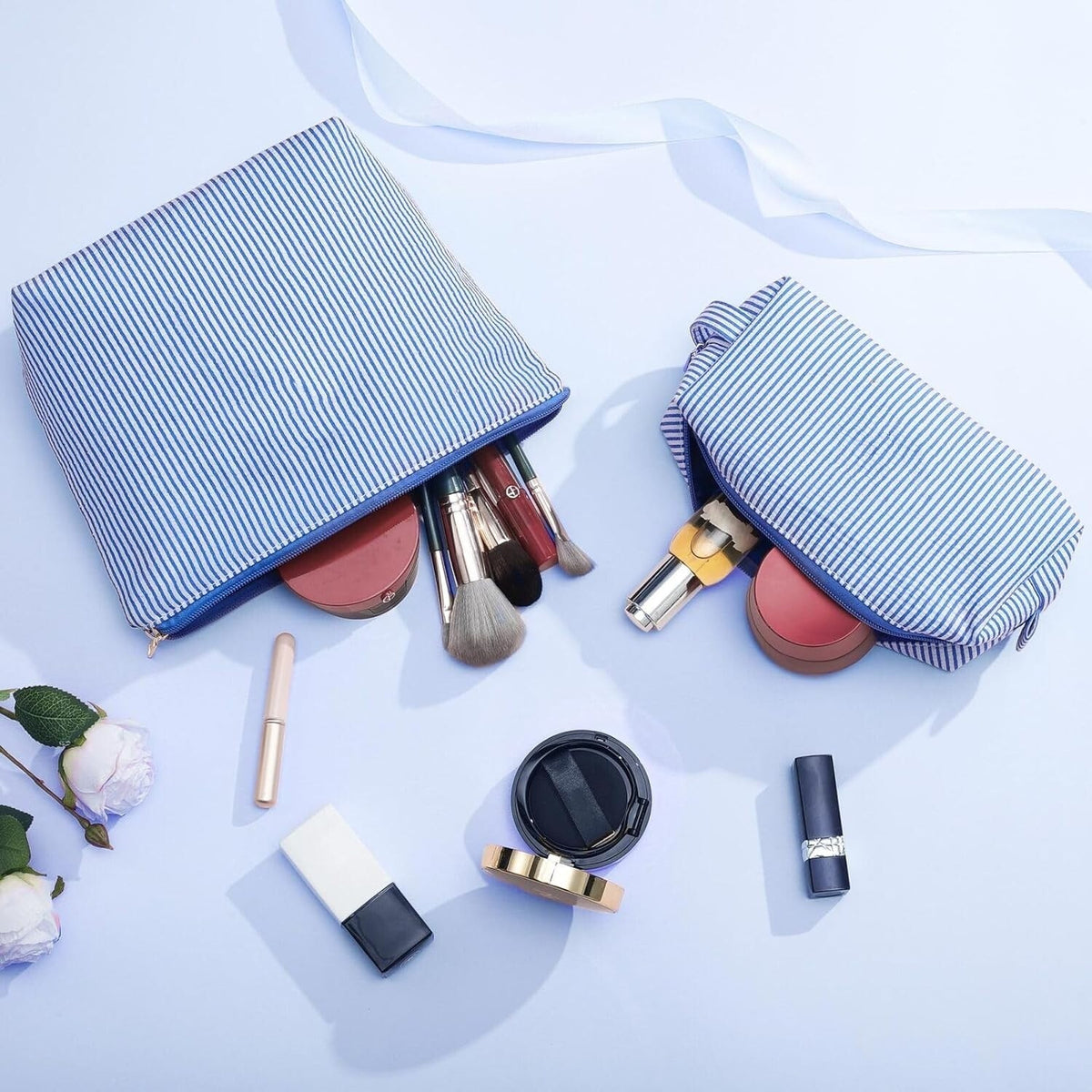 Personalized Initials Makeup Bag - Travel Cosmetic Case for Women and Teens