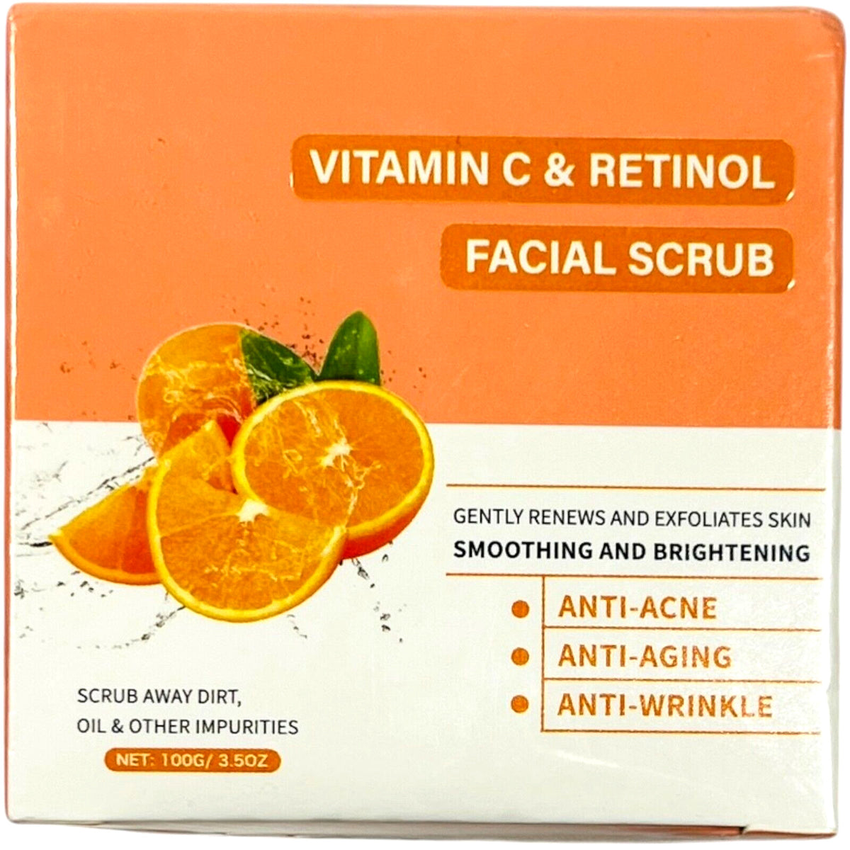 Vitamin C & Retinol Facial Scrub - Gently Renews and Exfoliates Skin