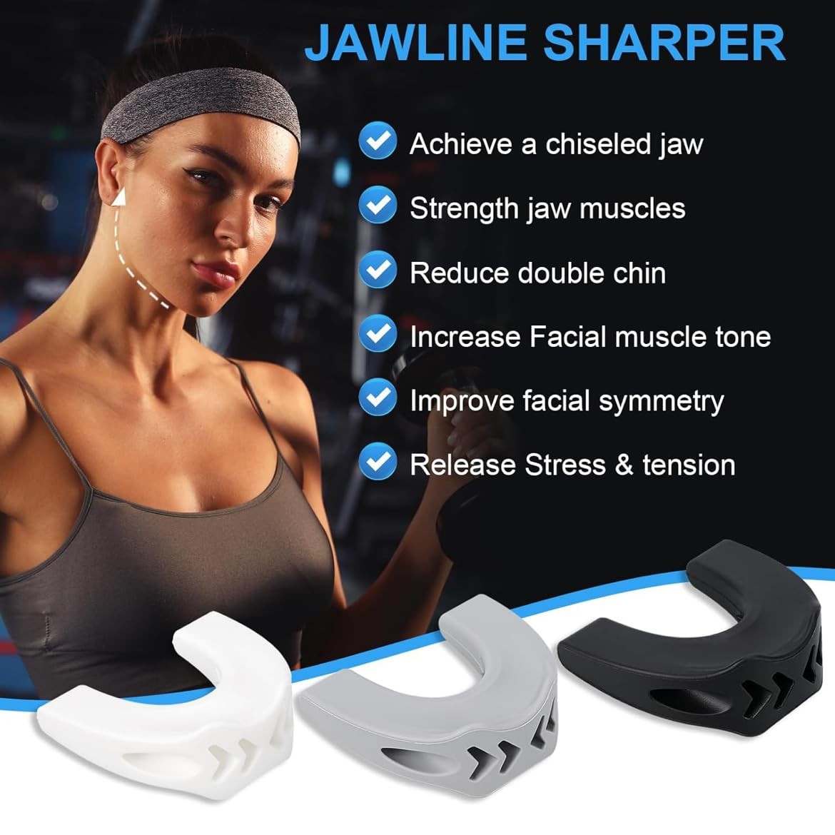 Jaw Exerciser with 3 Resistance Levels for Men & Women - Facial Tone & Slimming Device