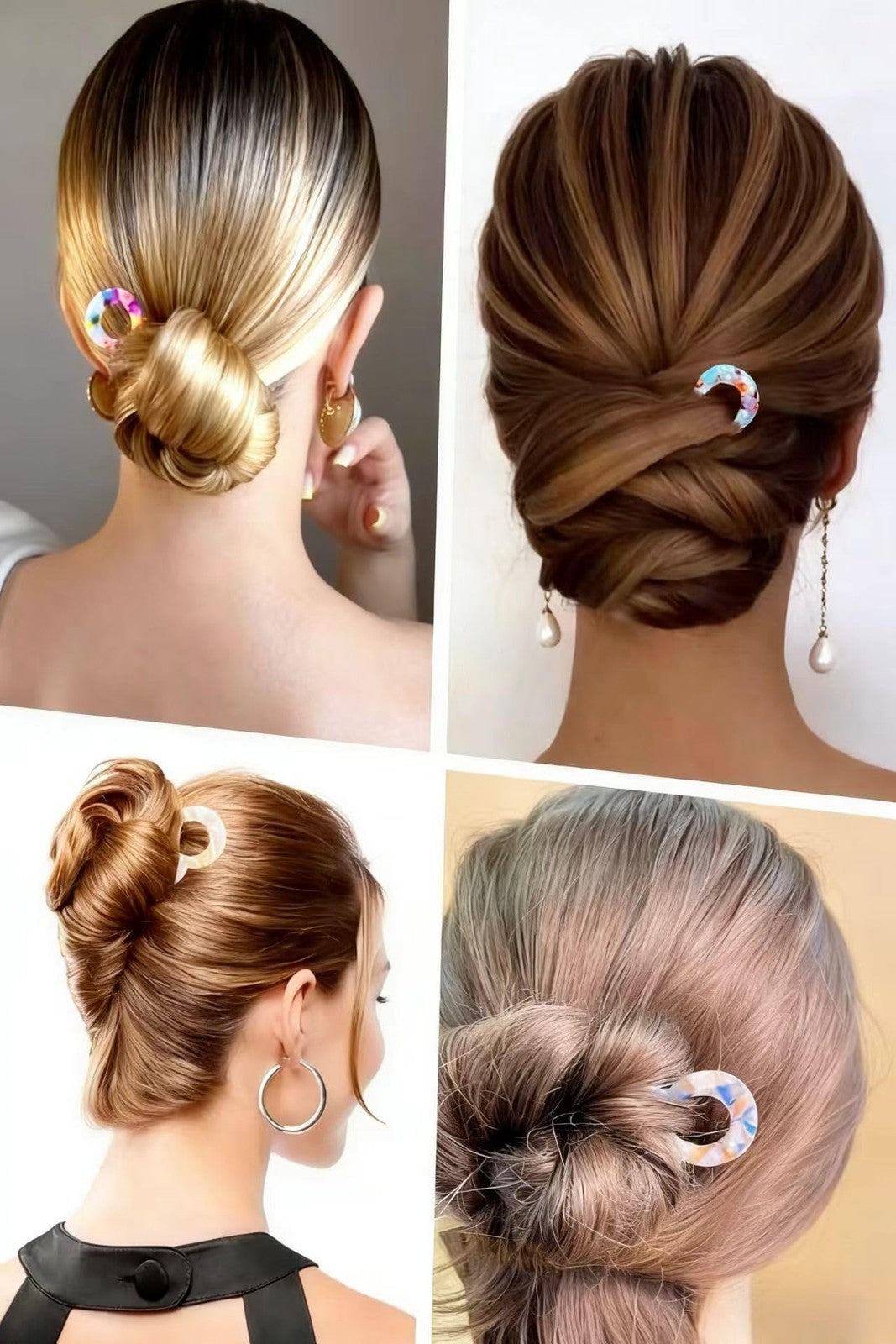 4PCS French U-Shaped Hair Clips – 4.6“ 1 Count (Pack of 4), Assorted