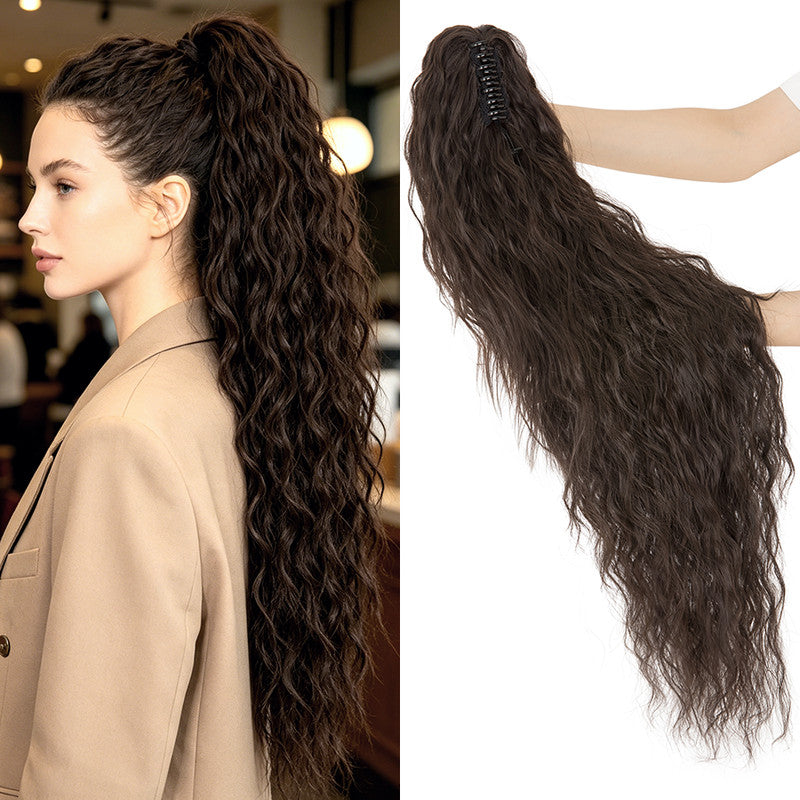 30-Inch Fluffy Ponytail Hair Extension with Claw Clip - Straight & Wave Styles