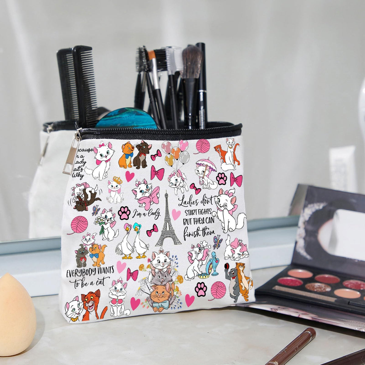 Cat Lady Makeup Pouch Travel Organizer Bag for Vacation & Gift