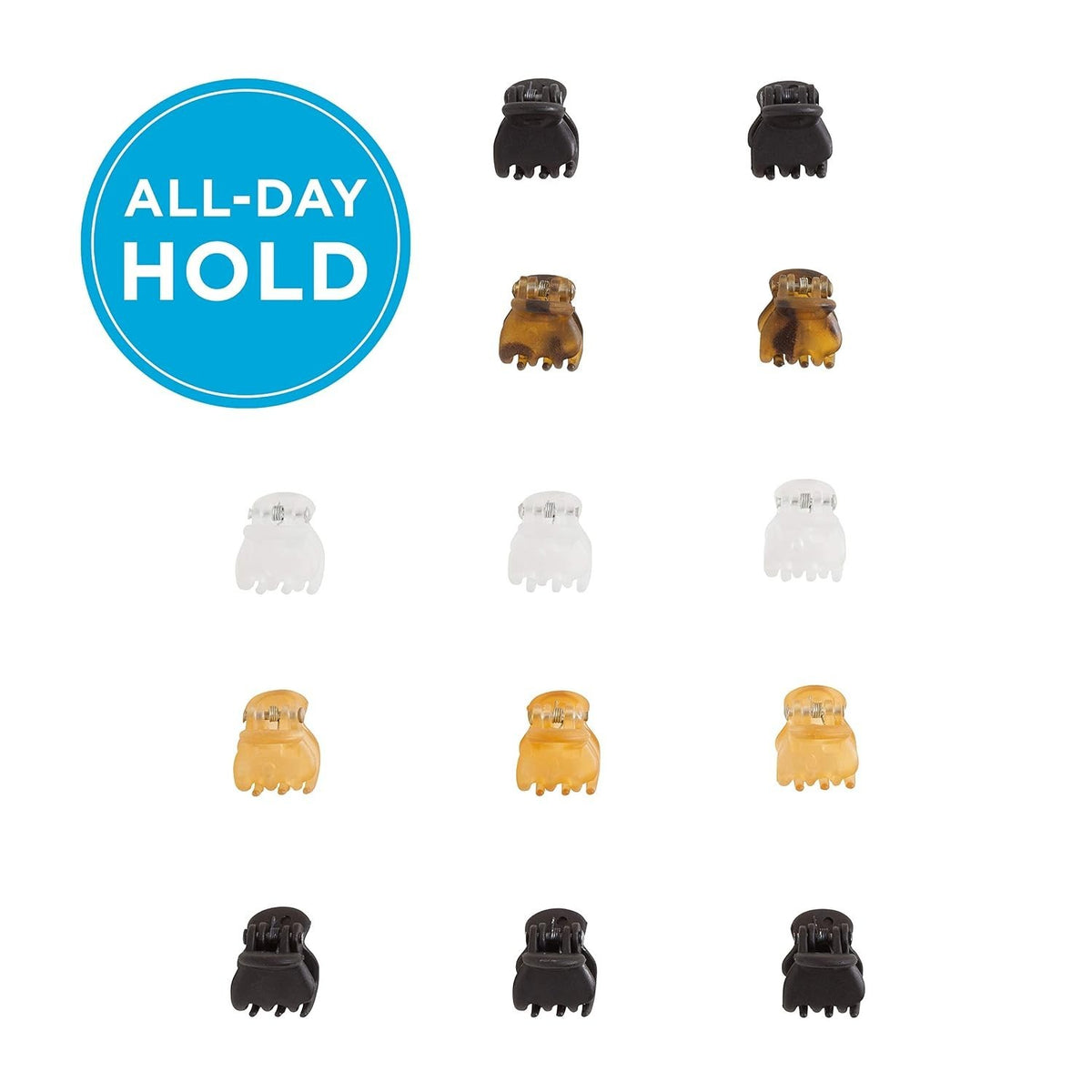Chic SlideProof Mini Claw Clips - 15 Ct in Assorted Neutrals for All