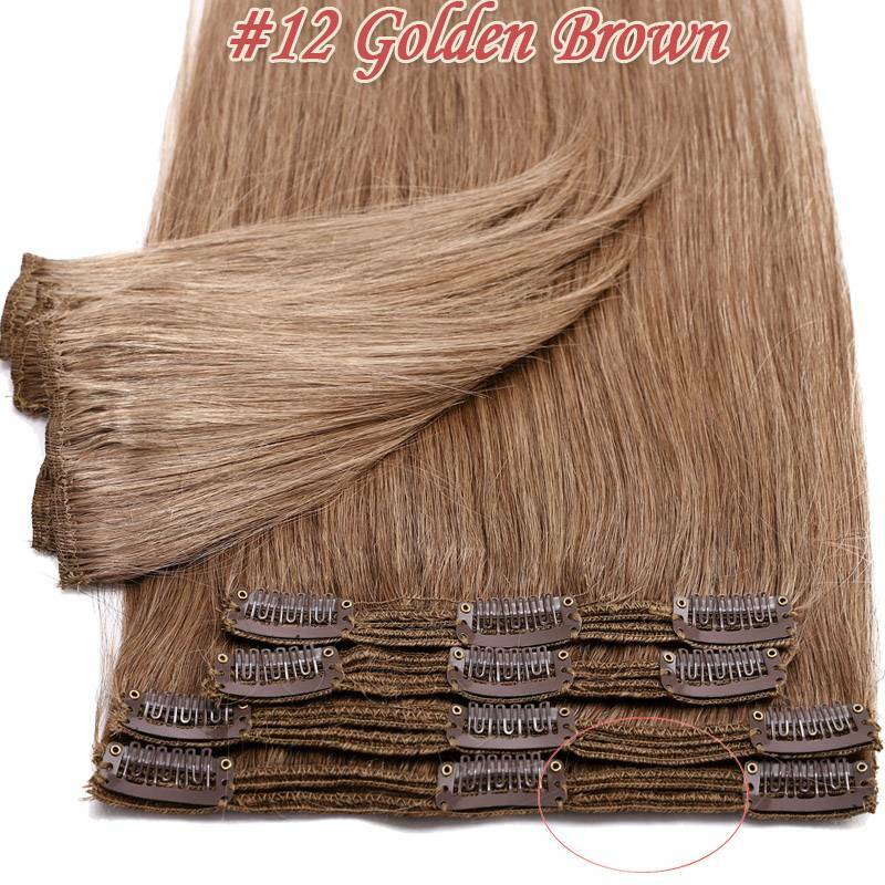 Thick Full Head Clip-In Hair Extensions 100% Human Remy Double Weft 20-22 Inches