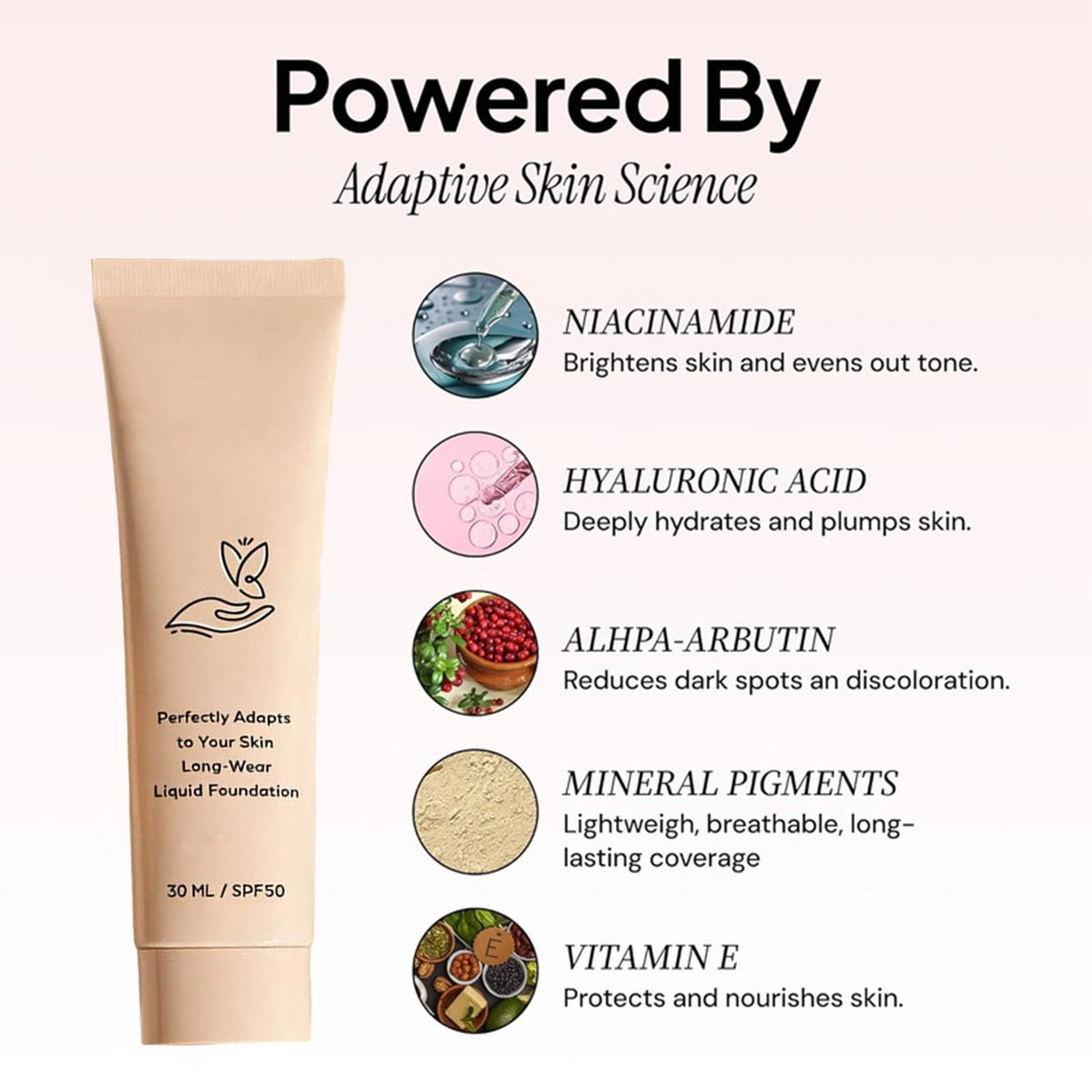 Color Changing SPF 50 Foundation for Mature Skin 30ml - Light, Buildable Coverage