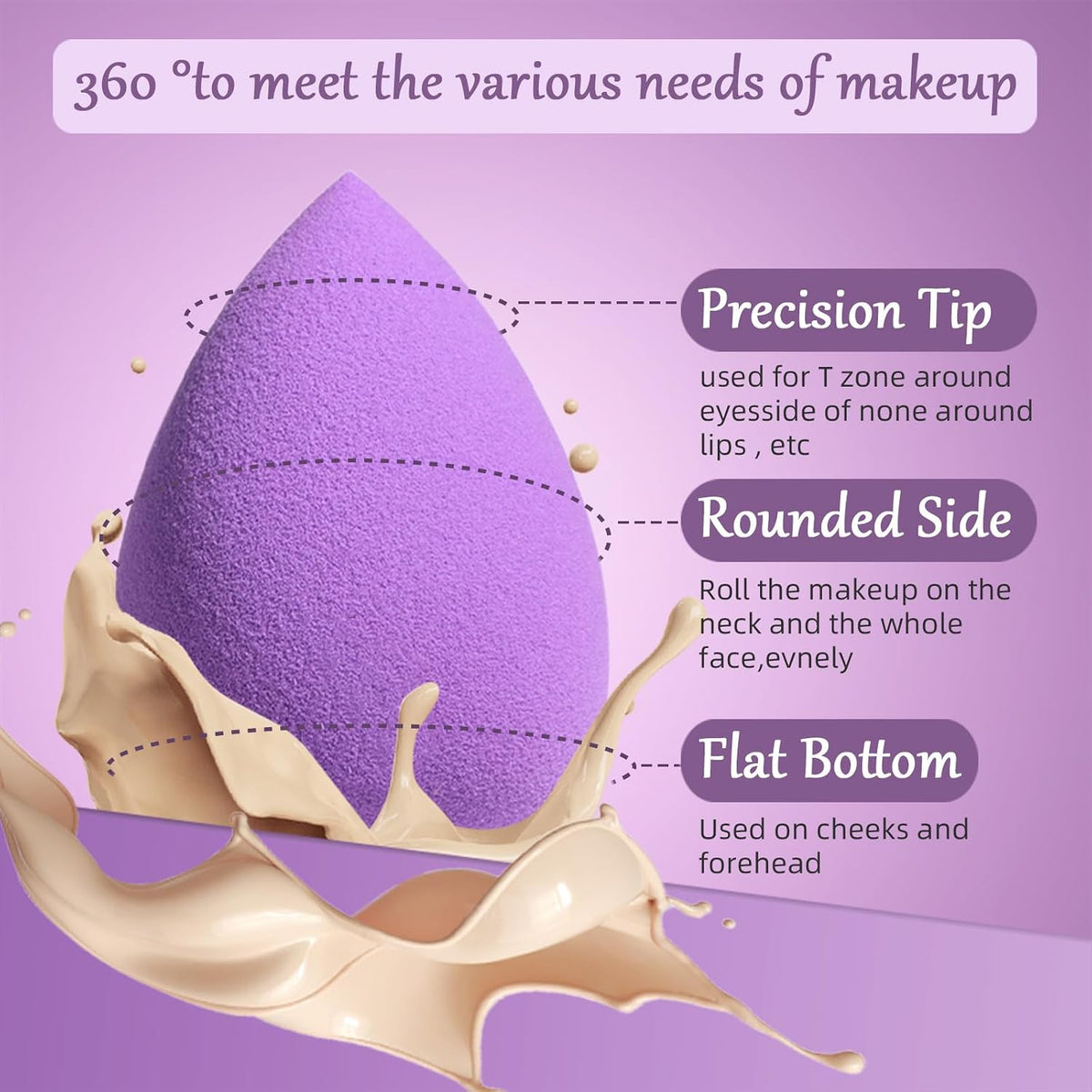 Makeup Sponge Set 6 Pcs for Foundation Powder and Blush Application