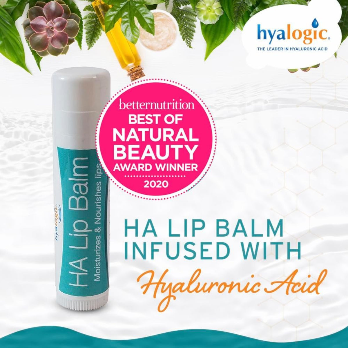 Hydrating Lip Balm Stick with Hyaluronic Acid & Organic Oils - 0.15 oz