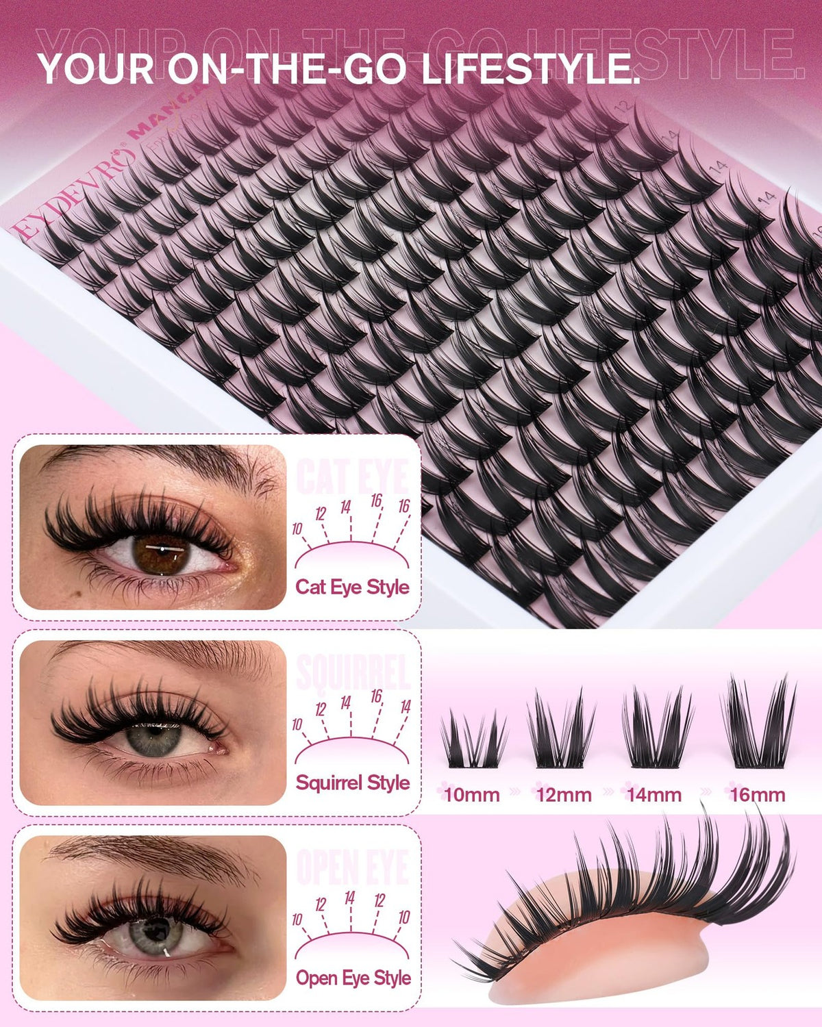 Anime Style Lash Clusters - Wet Look Fairy Wispy False Eyelashes 120 Pcs