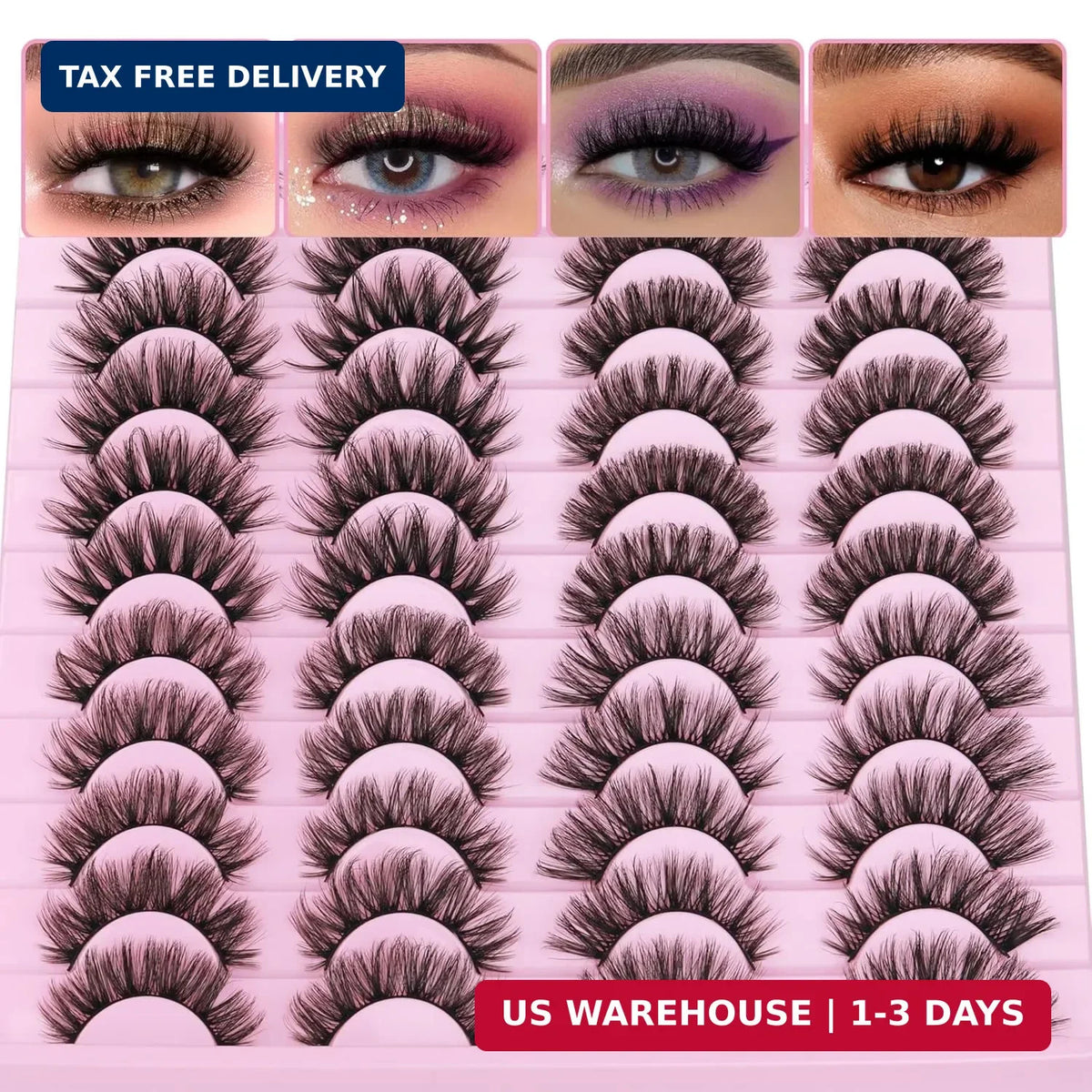 20 Pairs False Eyelashes Set Natural Wispy Fluffy Cat Eye Faux Mink Lashes