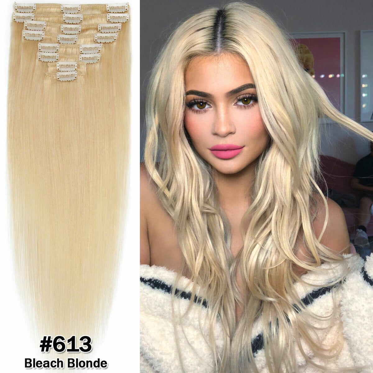 Clip-In Remy Human Hair Extensions Full Head Set - Multiple Colors & Lengths