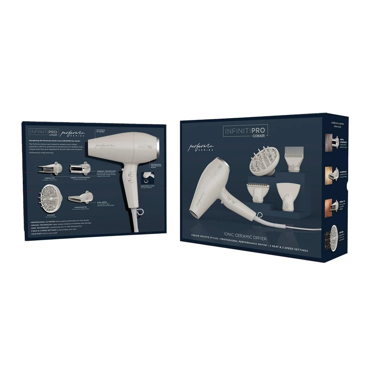 Conair InfinitiPRO Performa Series Hair Dryer with 4 Attachments, Ionic & Ceramic Technology