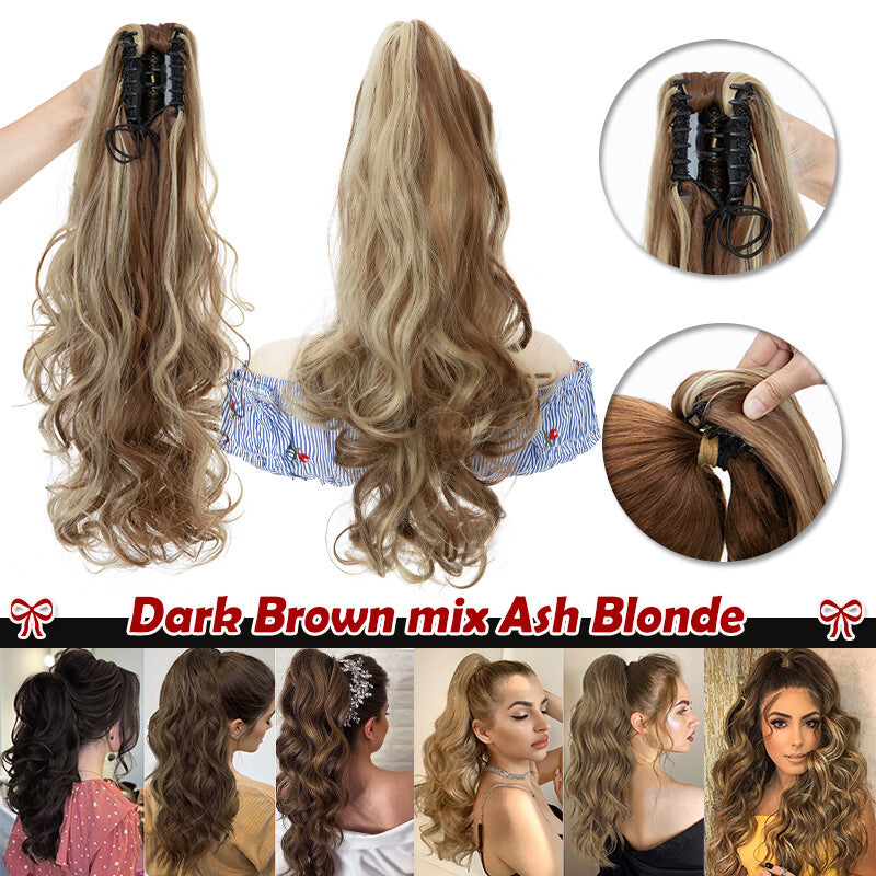 30-Inch Fluffy Ponytail Hair Extension with Claw Clip - Straight & Wave Styles