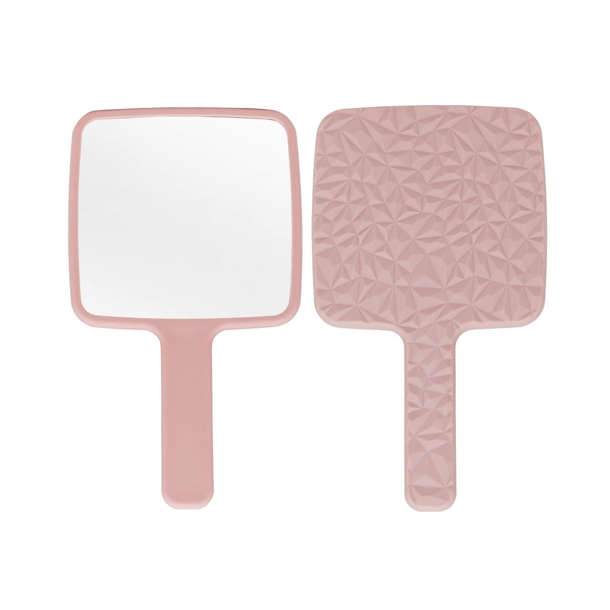 Pink Square Hand Held Mirror Travel Mirror with Diamond Pattern, 9 x 5.1 Inches
