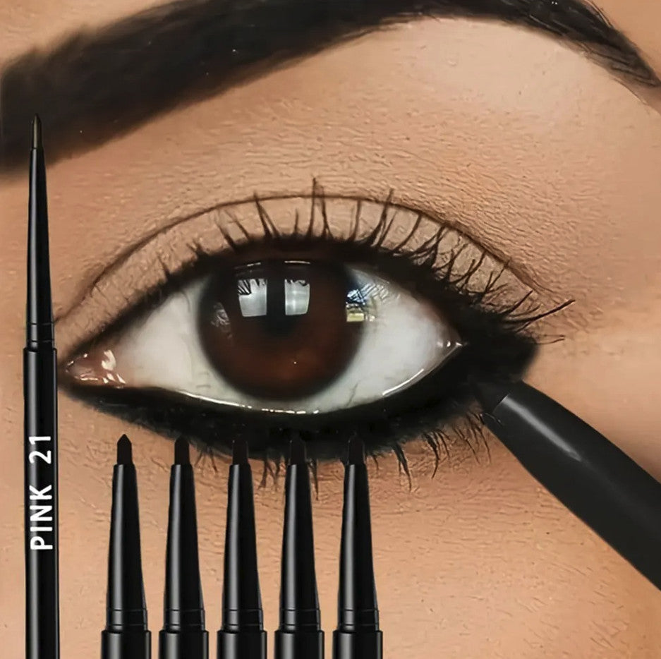 Waterproof Black Eyeliner Pencil Set - Long-Lasting Smudge-Proof Makeup Kit
