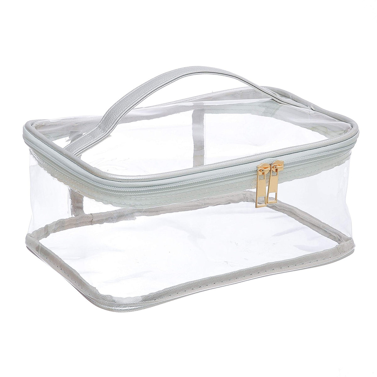 Large Clear Cosmetic Bag - Travel Makeup Organizer with PVC Material