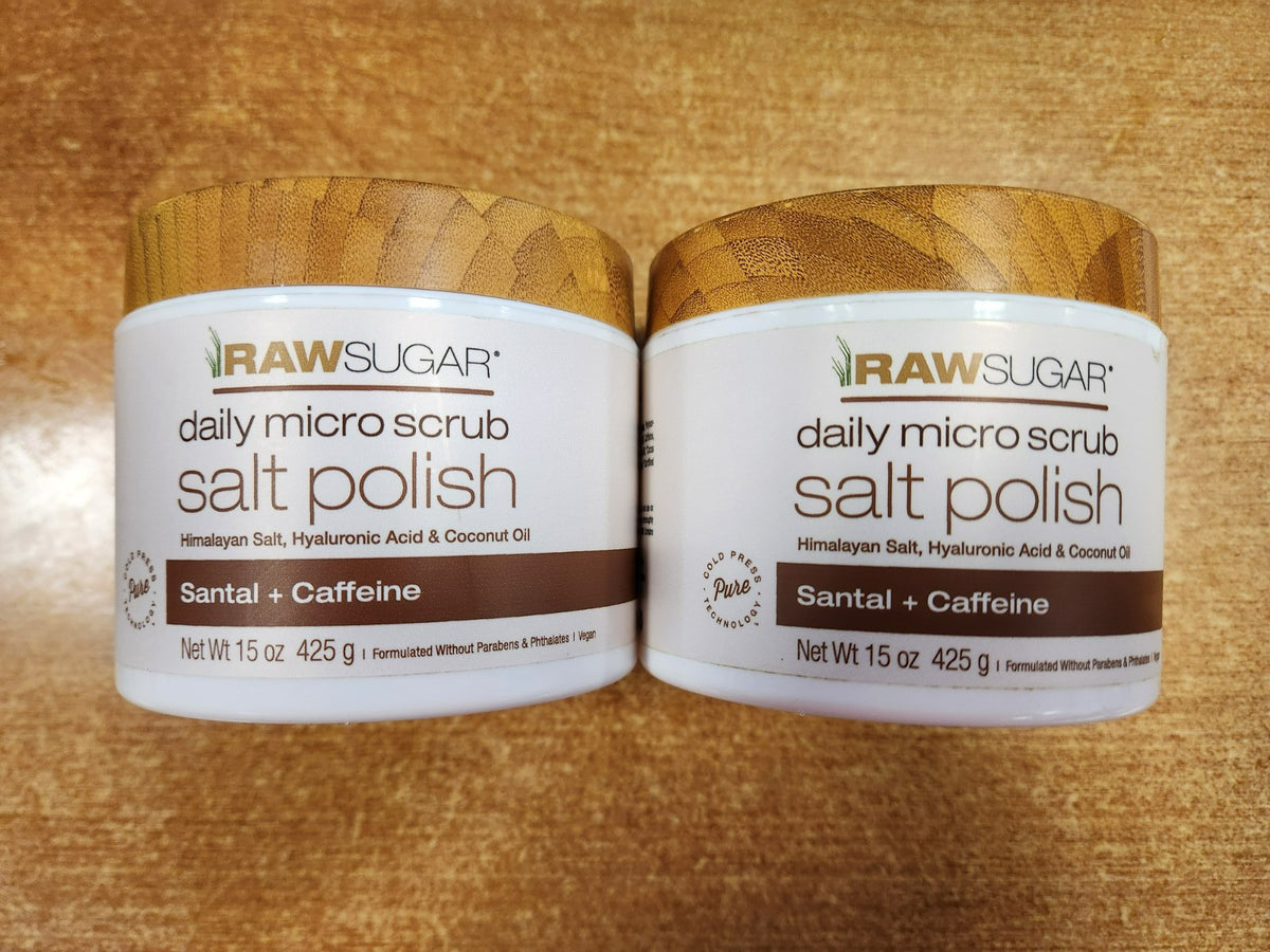 2 Pack: Raw Sugar Daily Micro Salt Polish - Santal + Caffeine, 15 oz