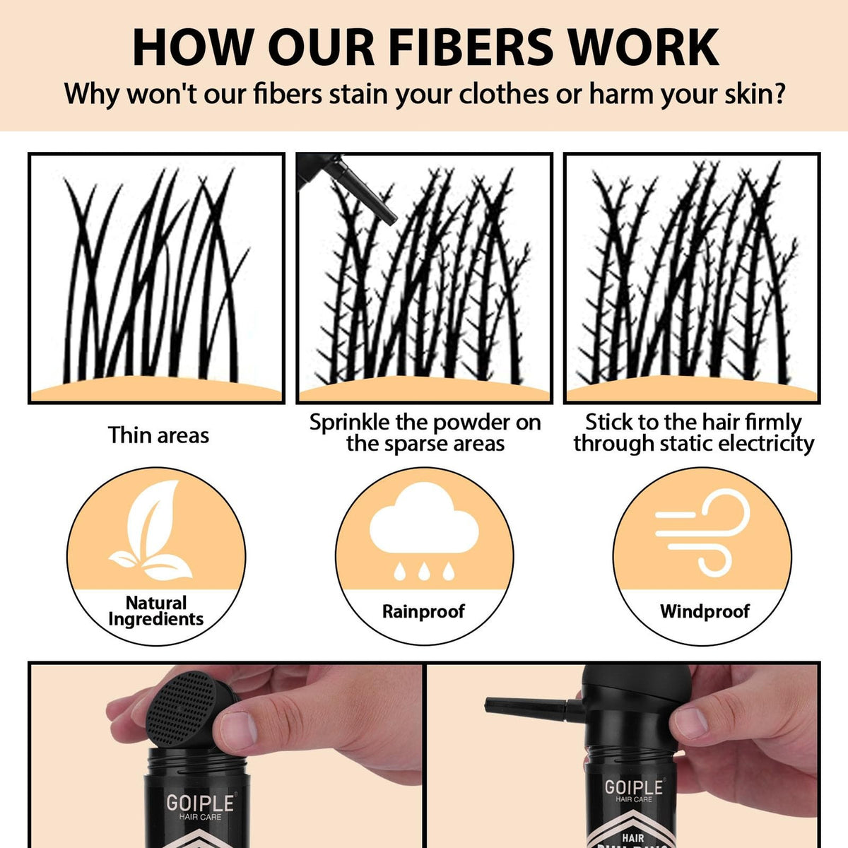 Hair Thickening Fibers with Pump Applicator - Black (4-Pack)
