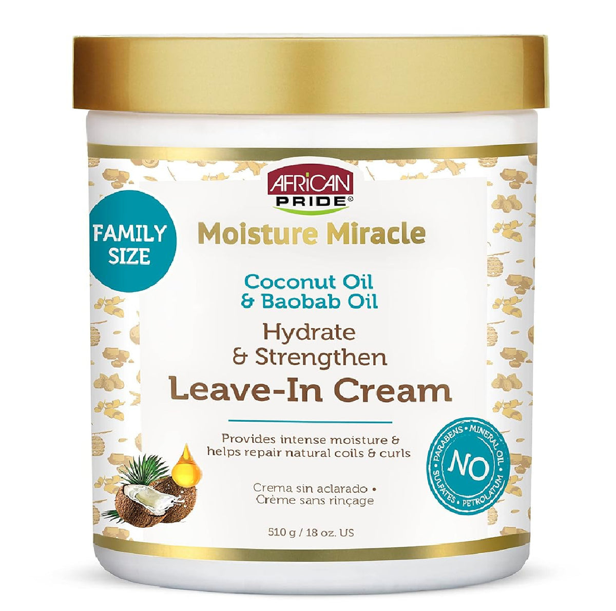 Moisture Miracle Coconut & Baobab Oil Leave-In Hair Cream for Curly Hair
