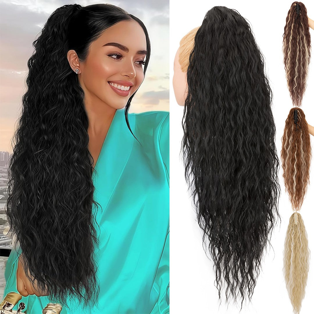 Thick & Long Clip-In Ponytail Hair Extensions with Claw Clip - Natural Human Hair