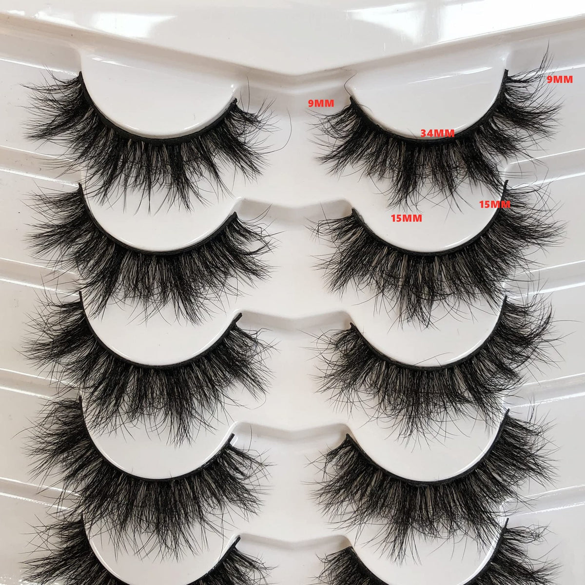 False Eyelashes 8D Faux Mink Wispy Volume 7 Pairs - Black, Handmade, Cruelty-Free