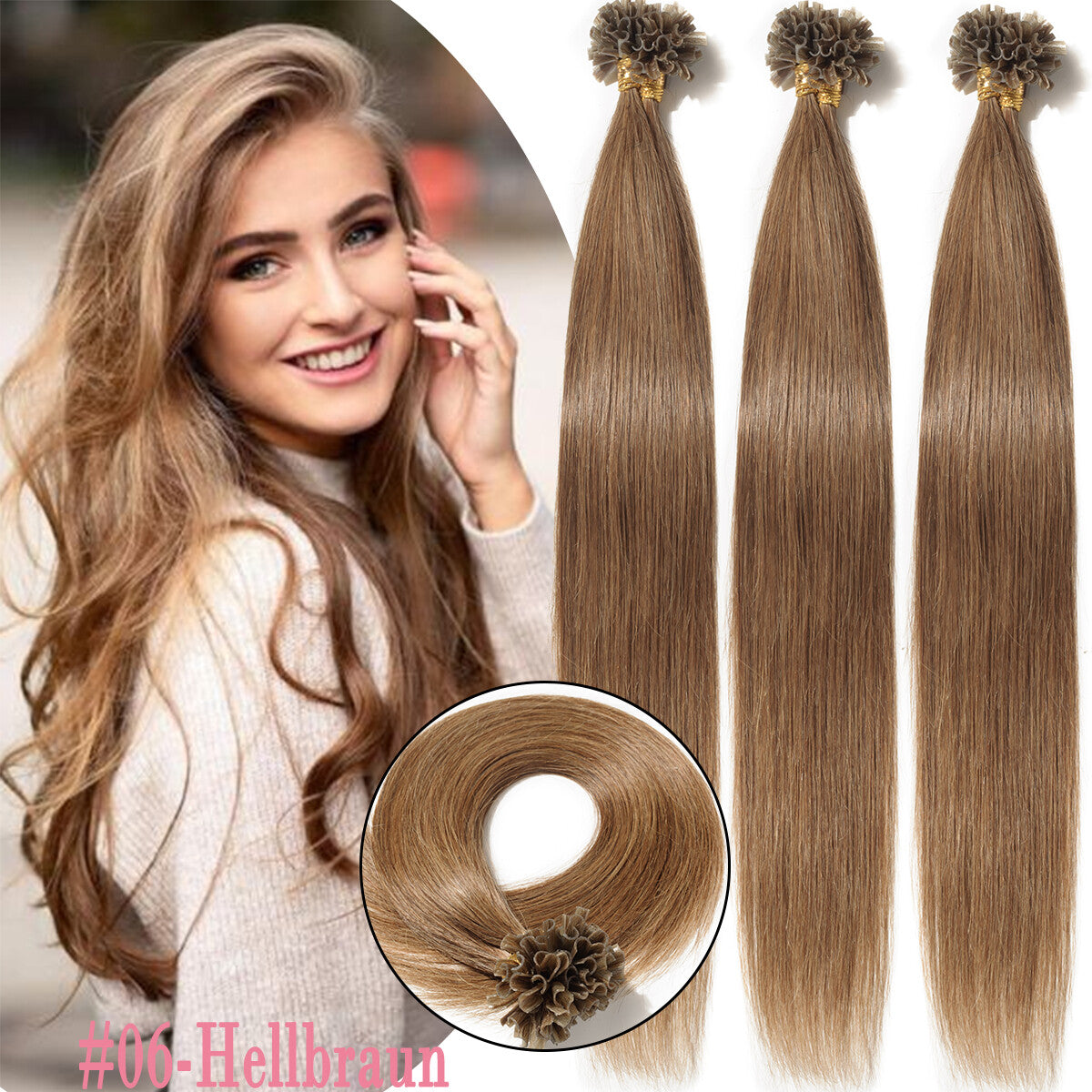 Pre Bonded Keratin Hair Extensions 100% Remy Human Hair Platinum Blonde & Natural Shades