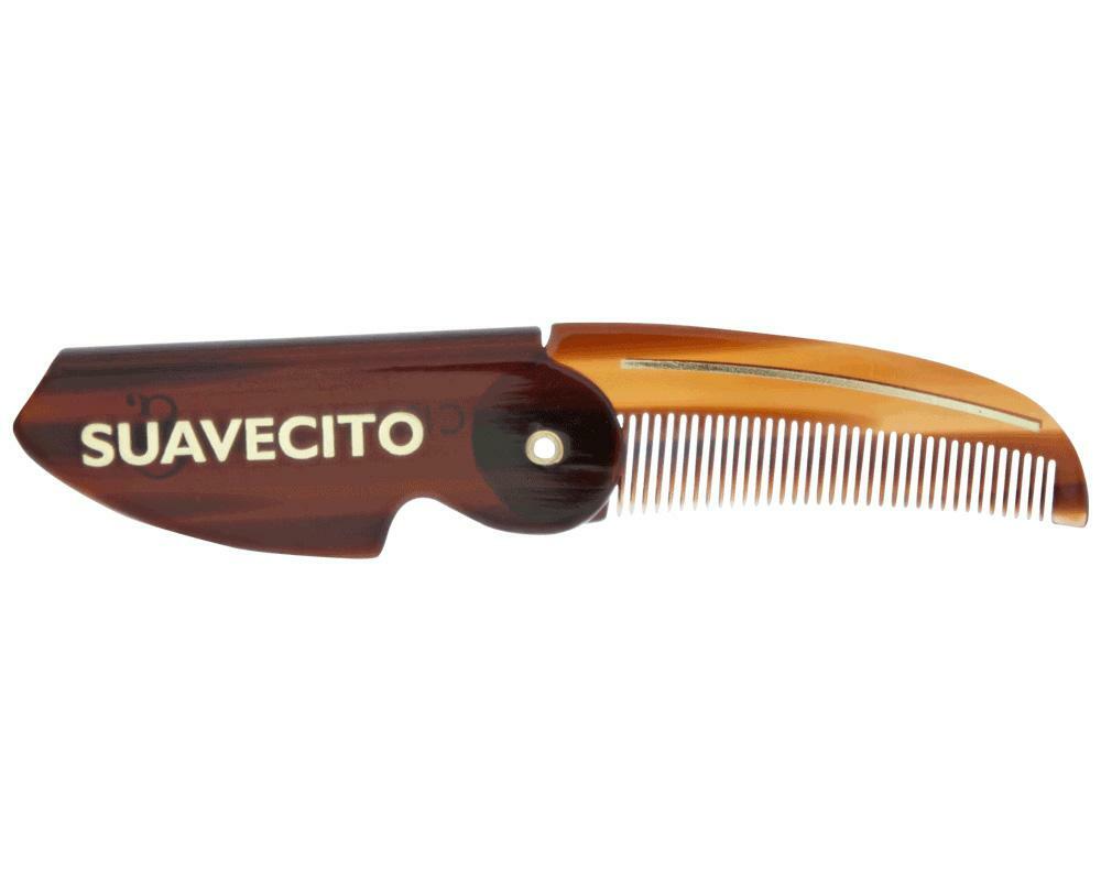 Suavecito Folding Mustache Comb with Pocket Clip - Amber