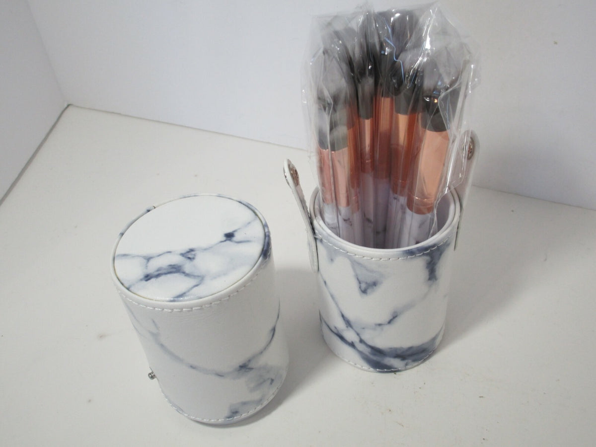 Marble Makeup Brush Set with Holder - Cosmetic Tools & Accessories