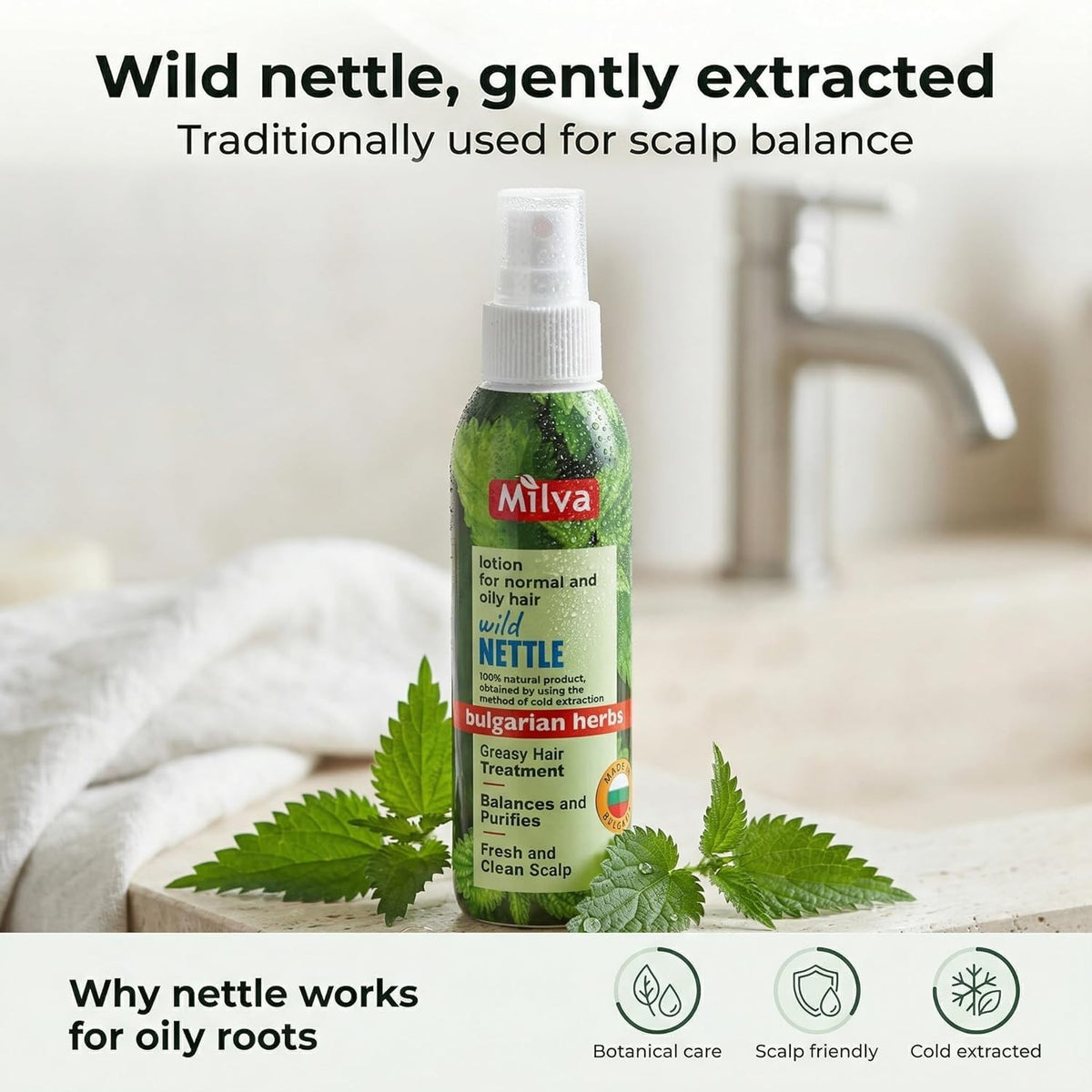 Milva Nettle Hair Tonic for Oil Control and Hair Strengthening - Natural Hair Care
