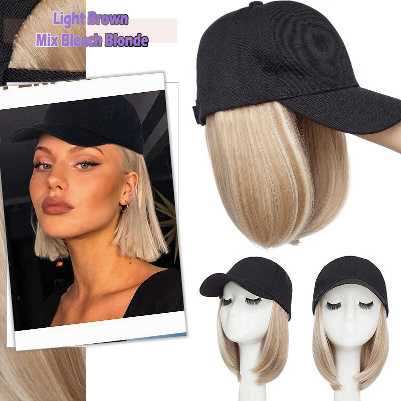 Adjustable Baseball Cap Wig with Hair Piece - Short Long Synthetic Hair