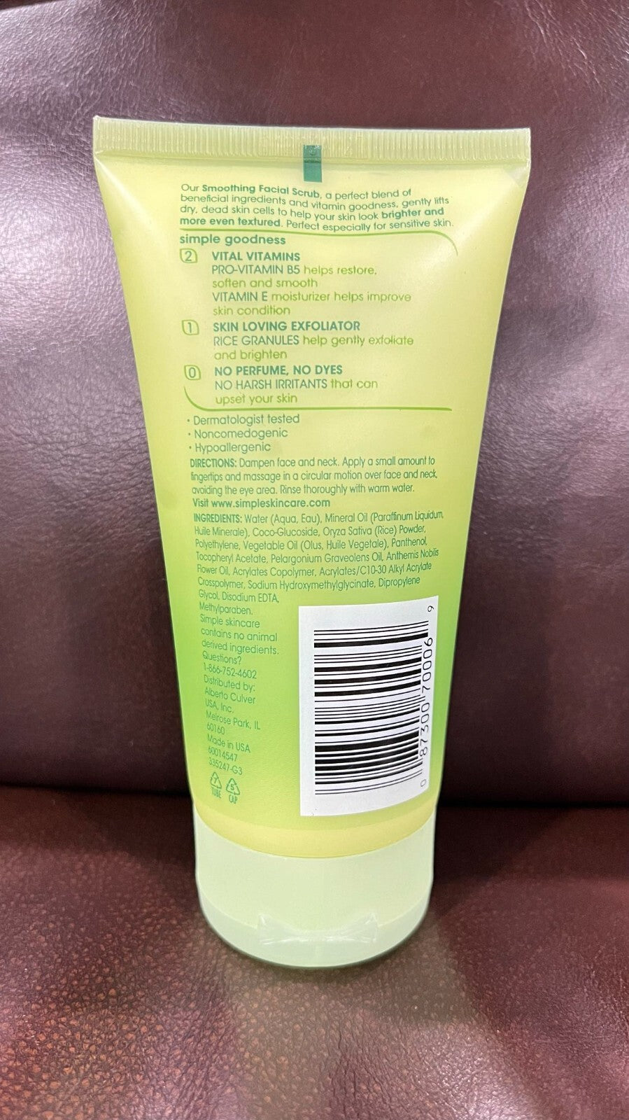 Simple Smoothing Facial Scrub 5oz/150ML Face Wash Gently Exfoliates