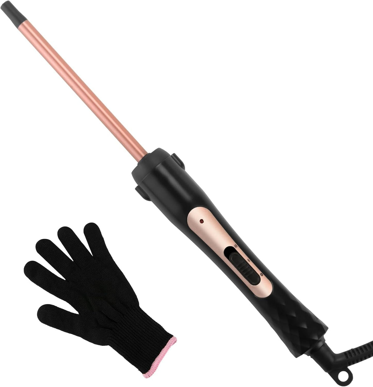 3/8 Inch Curling Wand for Tight Curls, Tourmaline Ceramic, Rose Pink