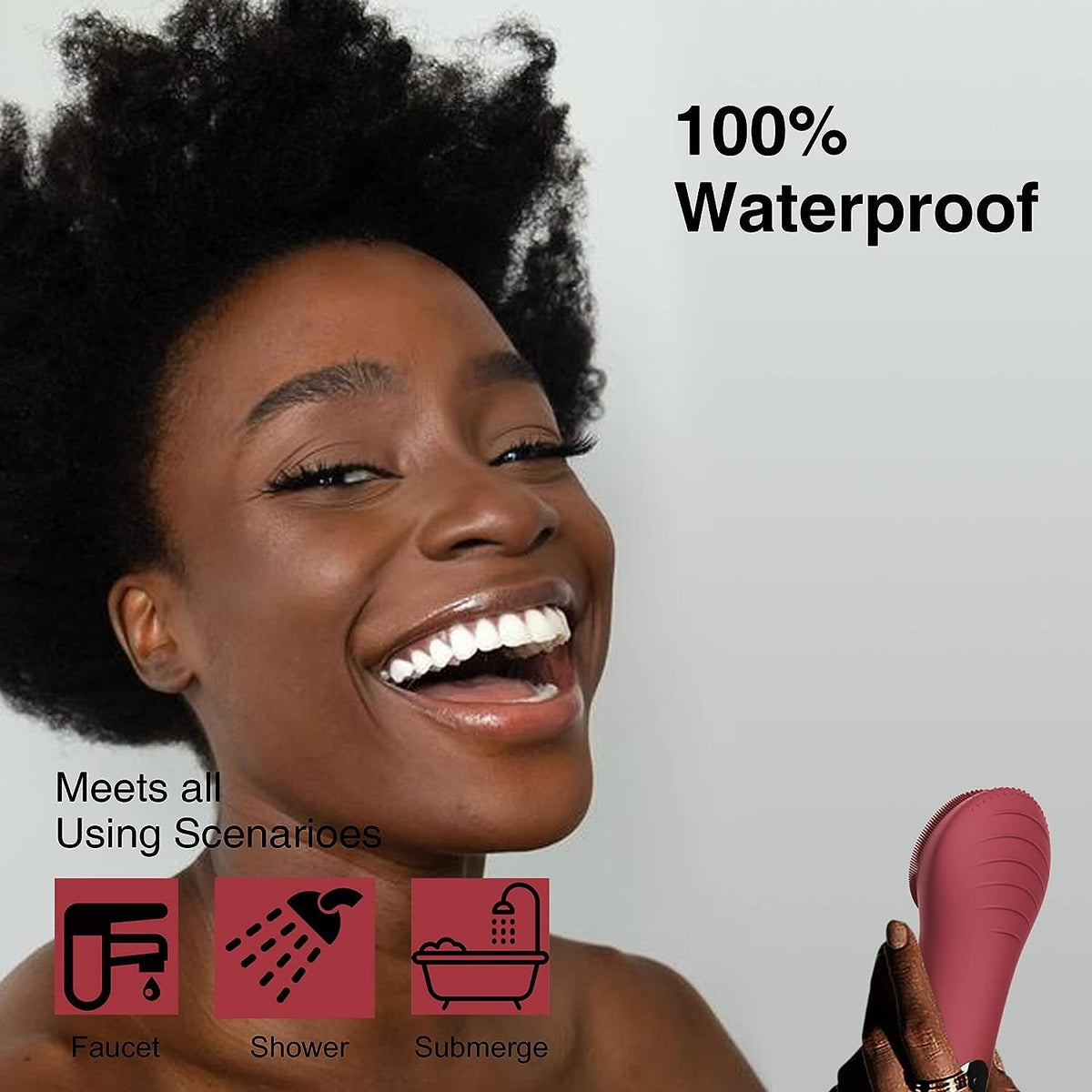 Waterproof Rechargeable Facial Cleansing Brush - Soft Silicone Face Scrubber