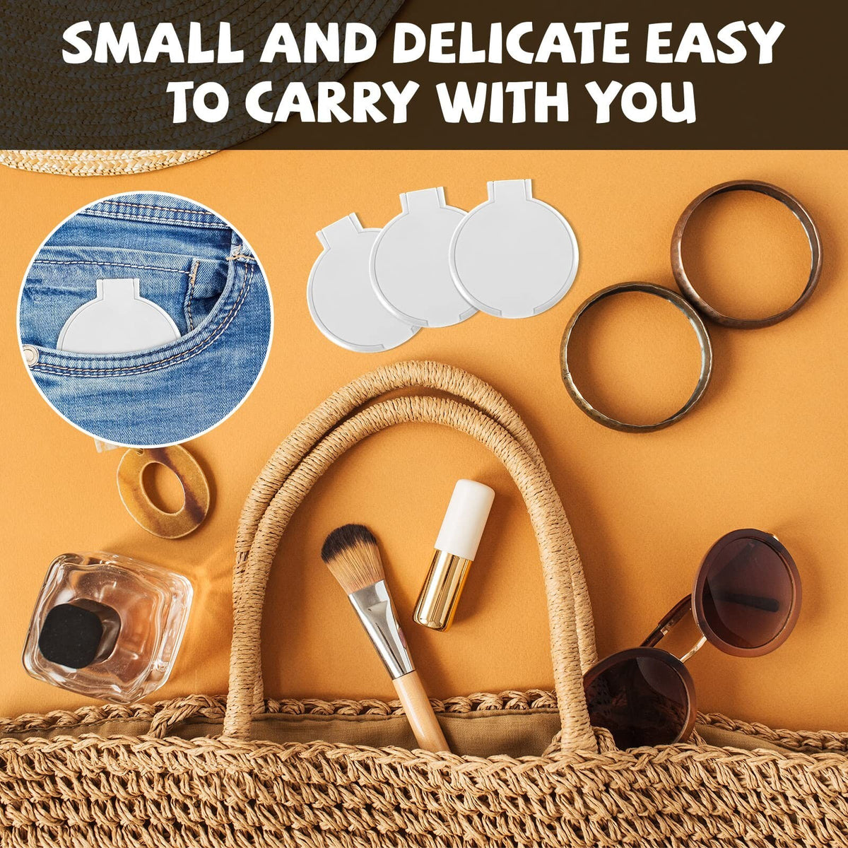 36 Pack Portable Round Makeup Mirrors - Compact Folding Travel Mirrors for Women