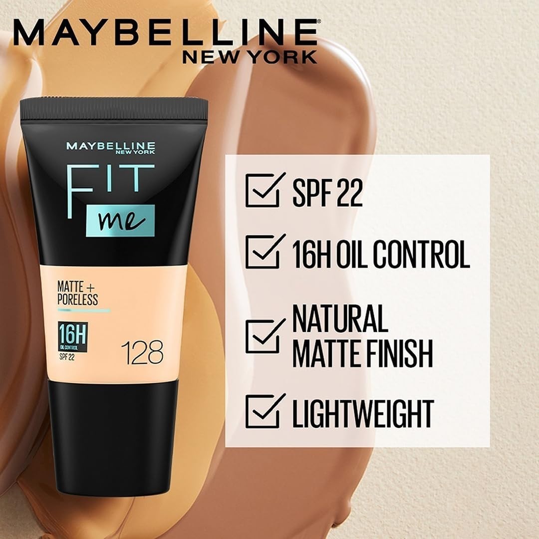 Maybelline Fit Me Matte Poreless Foundation 220 Natural Beige 18ml - Oil-Free, Full Coverage for Normal to Oily Skin