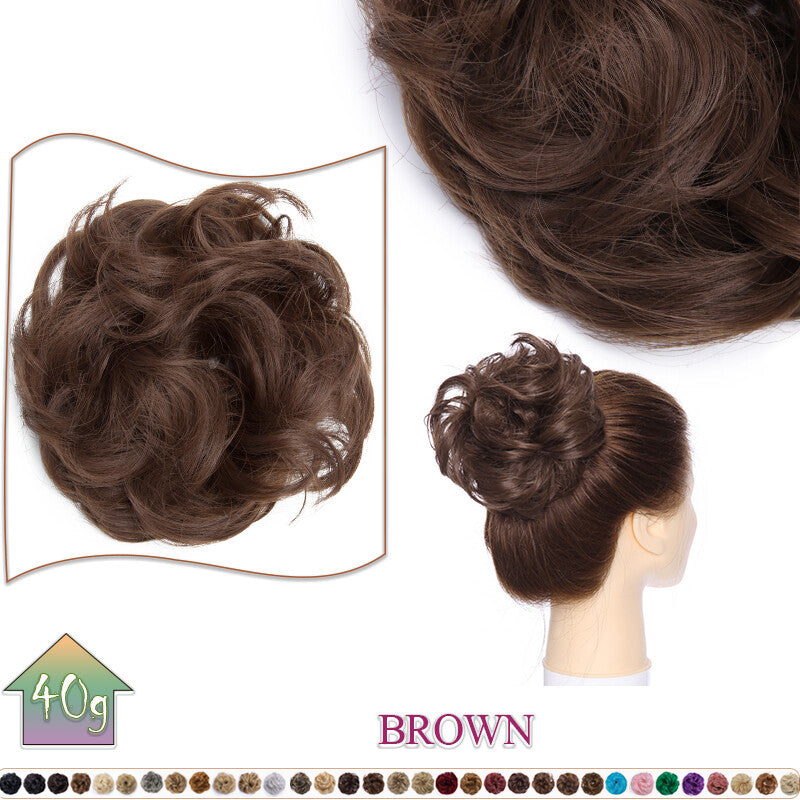 Curly Messy Bun Hair Extension Scrunchie Natural Updo Thick Human Hair