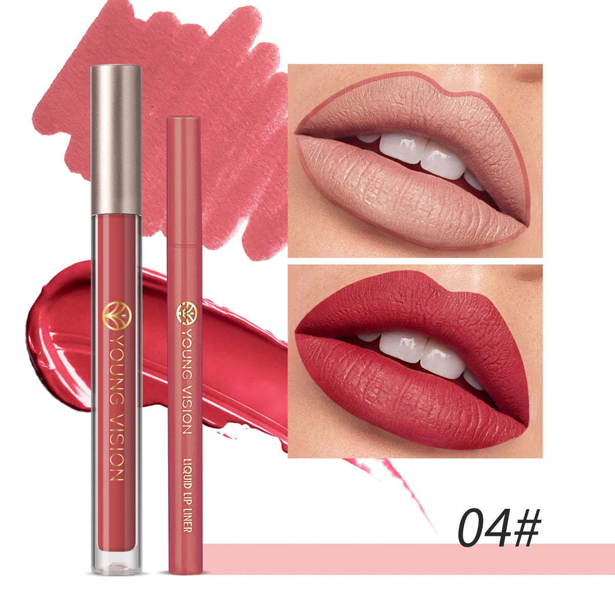 Waterproof Non-Stick Lip Gloss & Lip Liner Set - Moisturizing & Easy to Apply