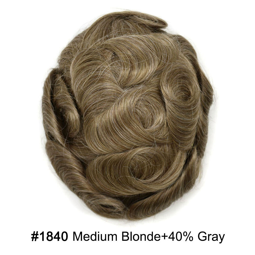 Men's Ultra Thin Skin Hair Replacement Toupee with Human Hair - All Colors & Sizes