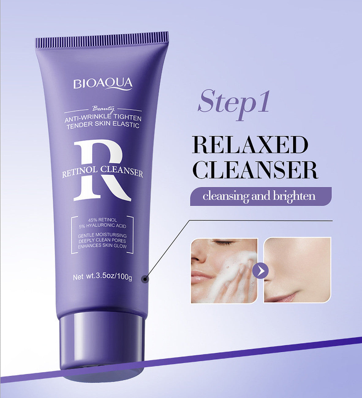Retinol Skincare Set 6 Pieces - Face Cleanser, Toner, Serum, Eye & Moisturizer