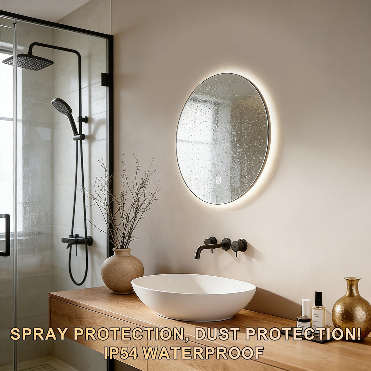 20 Inch LED Bathroom Mirror with Lights, Dimmable & Color Changing Backlit Vanity