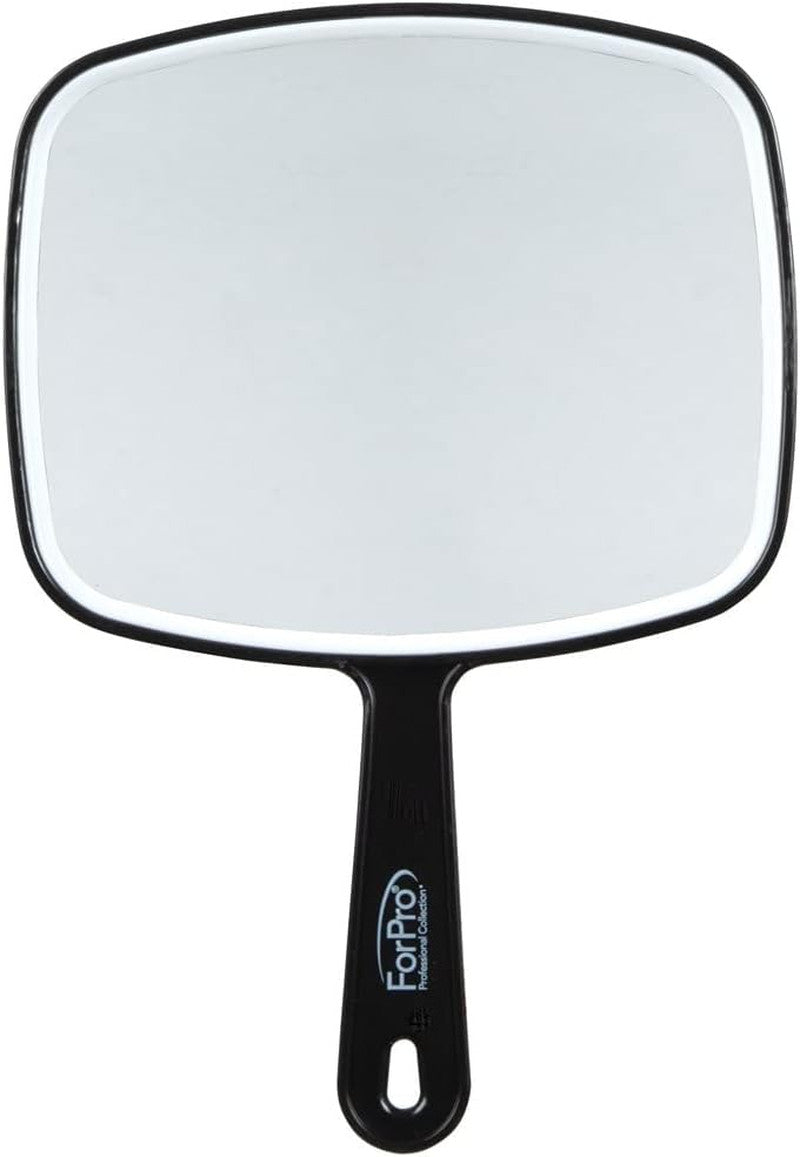 Premium Hand Mirror with Handle - 6.3 x 9.6 Inch Black Frame, Travel-Ready