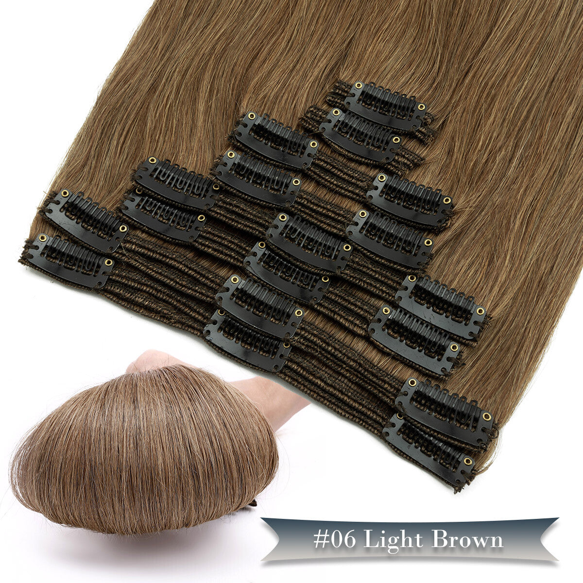 Double Weft Clip-In Human Hair Extensions Full Head - Thick & Tangle-Free