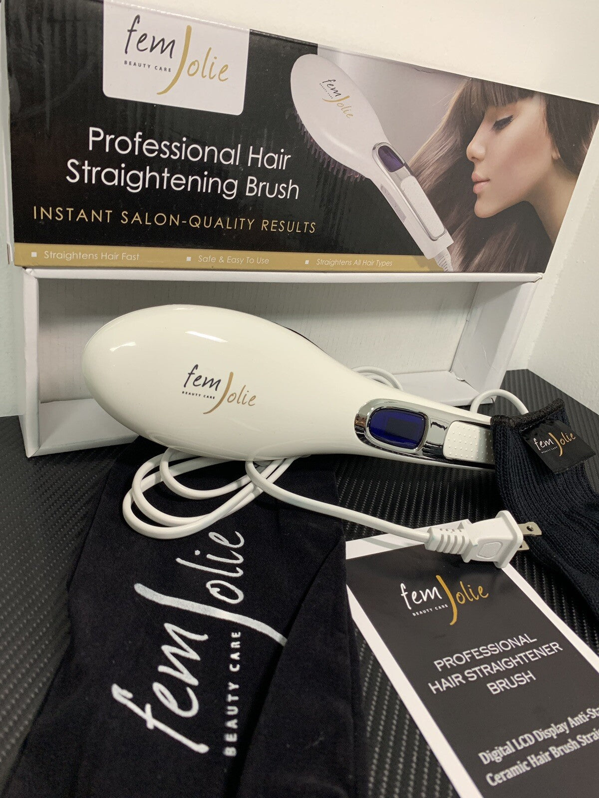 Electric Hair Straightener Brush 3-in-1 Digital Styling Tool for Hair - FemJolie