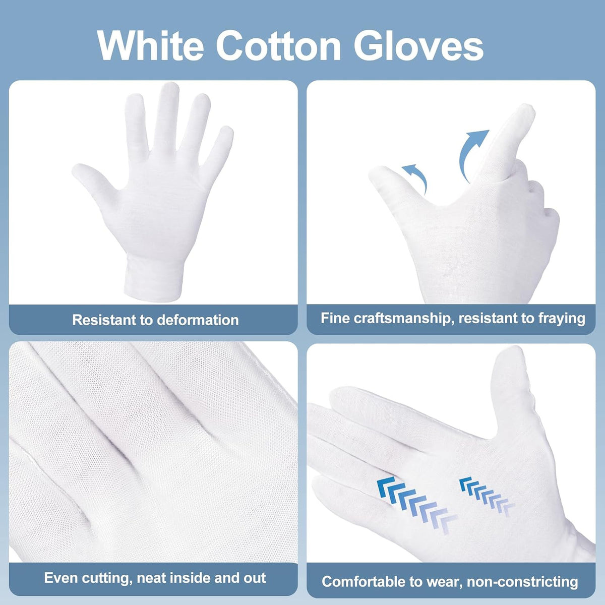 White Cotton Gloves 42 Pack Unisex Sleep Moisturizing