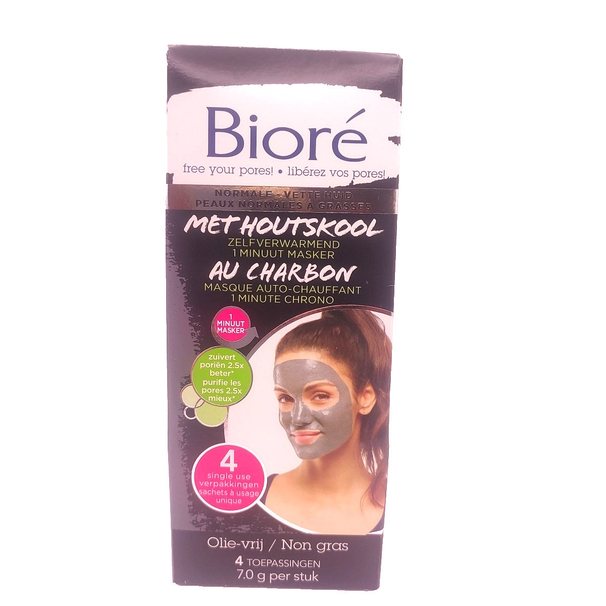Bioré Charcoal Self-Heating Wash-Off Mask - 0.25oz, 4 Pack