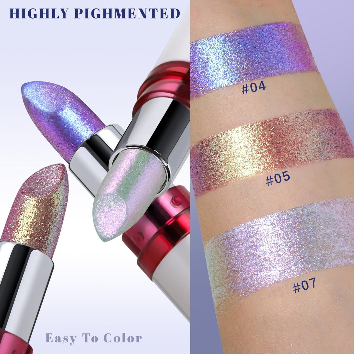 Chameleon Color-Shifting Glitter Lipstick - Silver Pink 0.12oz