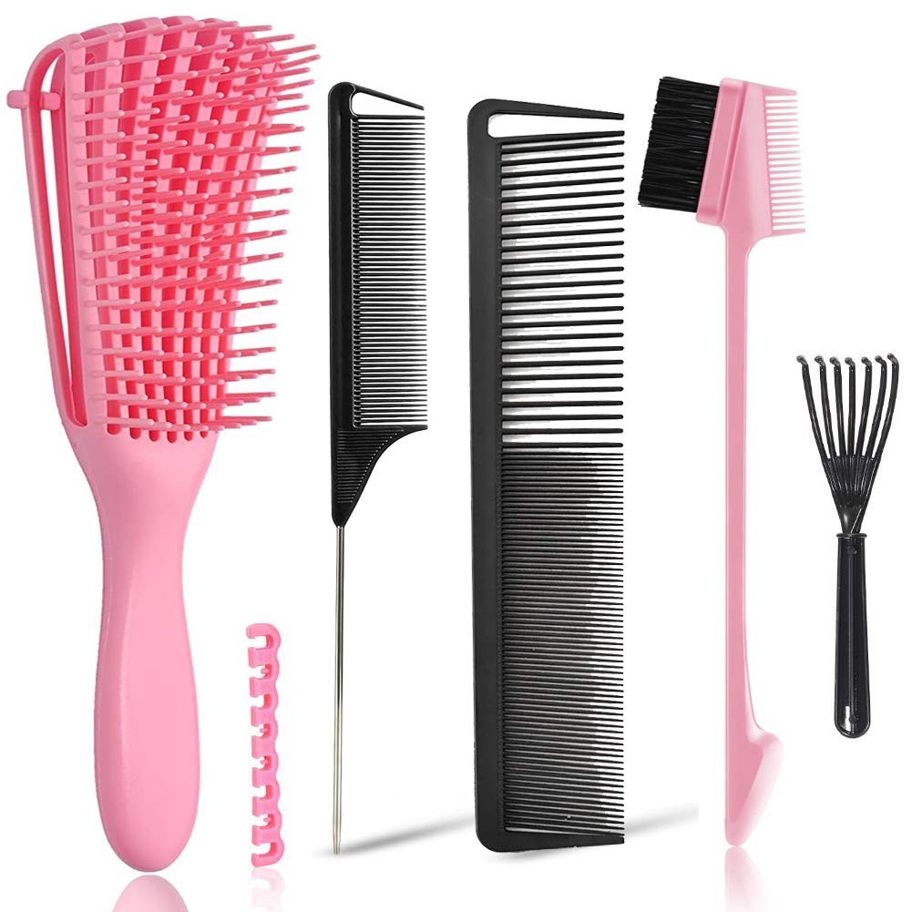 Hair Styling Tool Set with Detangler, Combs & Edge Brush – Versatile Hair Care