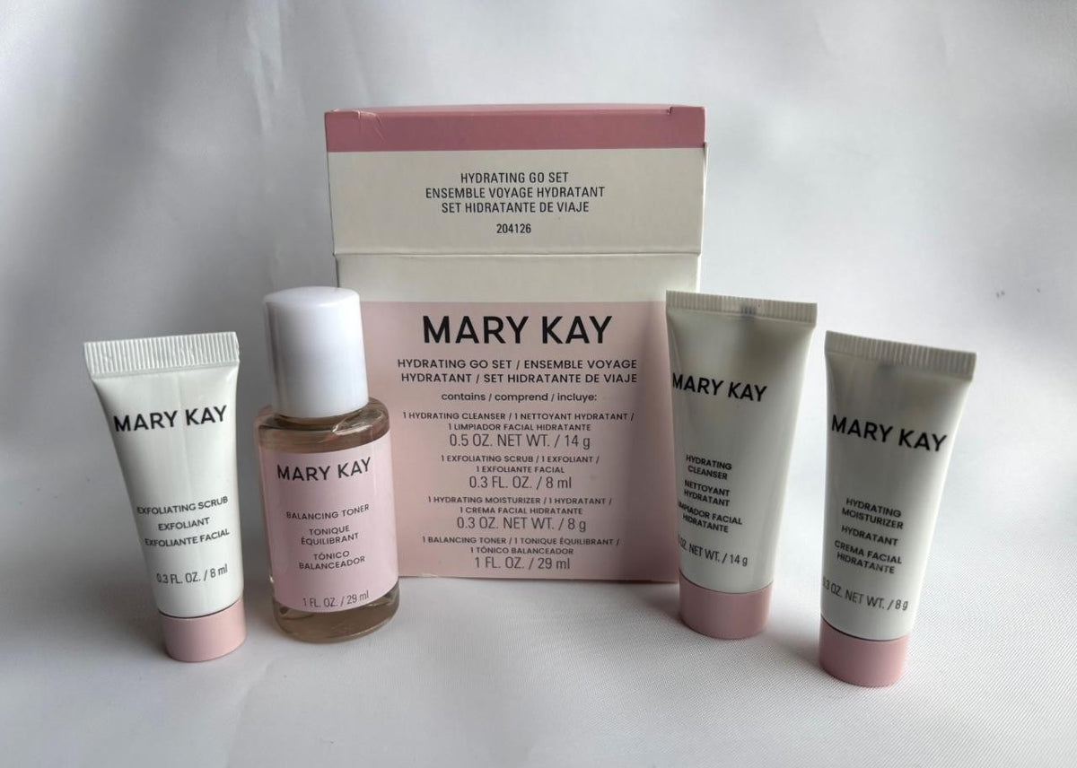 Travel Skin Care Set - Hydrating Cleanser, Exfoliating Scrub, Moisturizer & Toner - 4 Piece