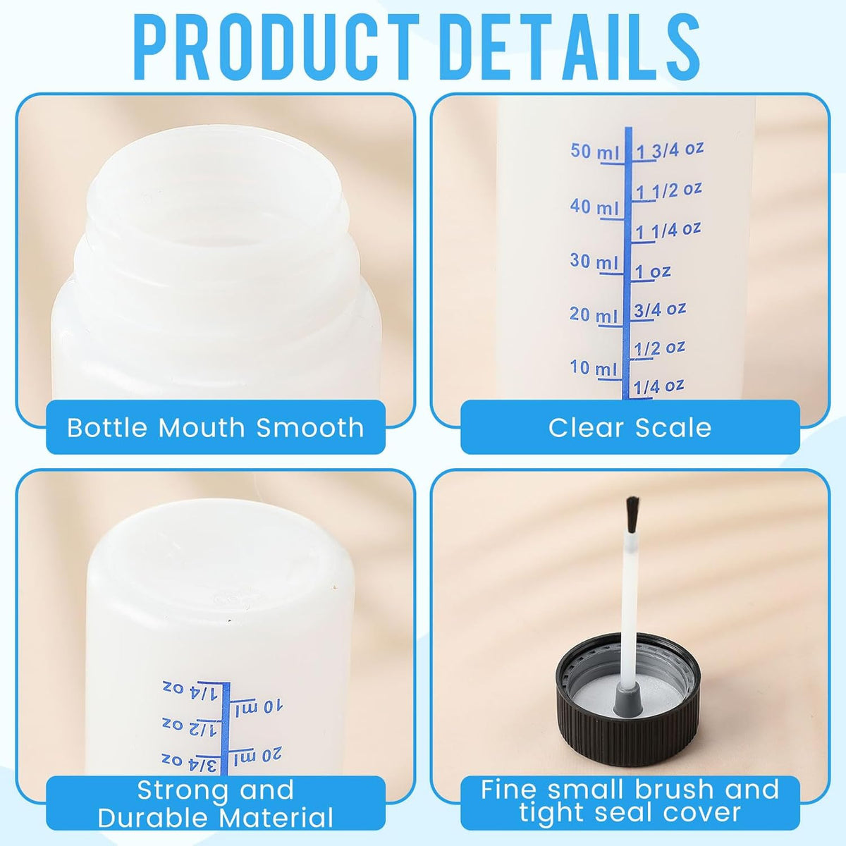 30 Pcs Touch Up Paint Bottles with Brush & Lid - 2oz Reusable Containers