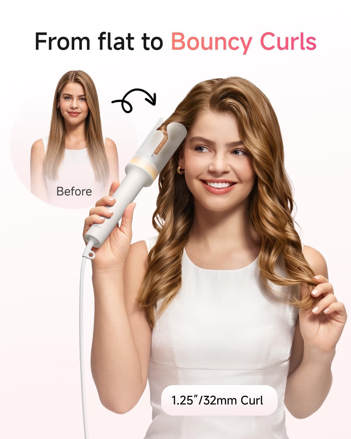 Automatic Curling Iron 1.25 Inch Ceramic Hair Curler with Dual Modes & Tangle-Free Design